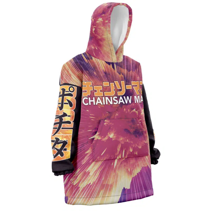 Pochita Chainsaw Man Streetwear Snug Oversized Blanket Hoodie - Image 3