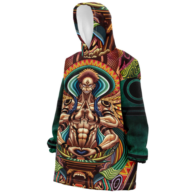 Trippy Ryomen Sukuna Jujutsu Kaisen Snug Oversized Blanket Hoodie - Image 2