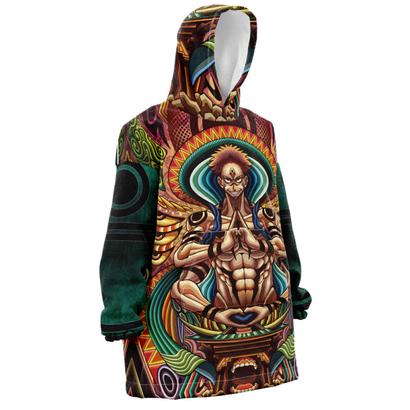 Trippy Ryomen Sukuna Jujutsu Kaisen Snug Oversized Blanket Hoodie - Image 3