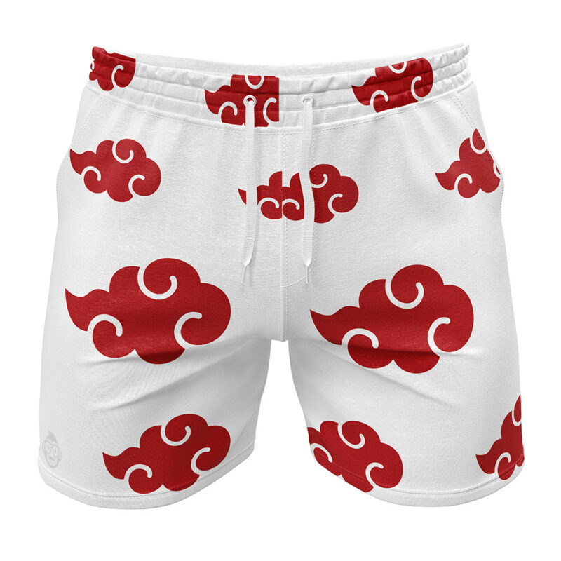 Akatsuki Red Cloud White Gym Shorts