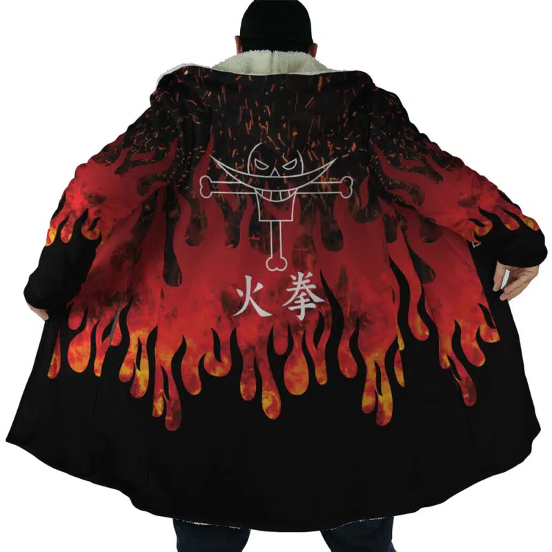 Red Flames Whitebeard Pirates One Piece Dream Cloak Coat - Image 6