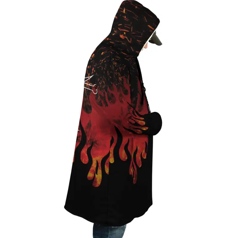 Red Flames Whitebeard Pirates One Piece Dream Cloak Coat - Image 3