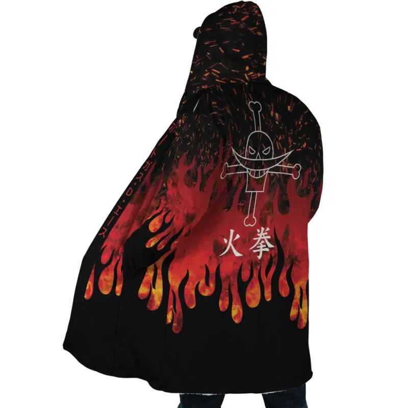 Red Flames Whitebeard Pirates One Piece Dream Cloak Coat - Image 4