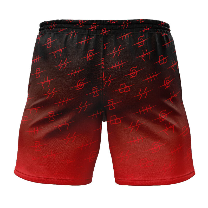 Akatsuki Red Cloud Villages Pattern Gym Shorts - Image 2