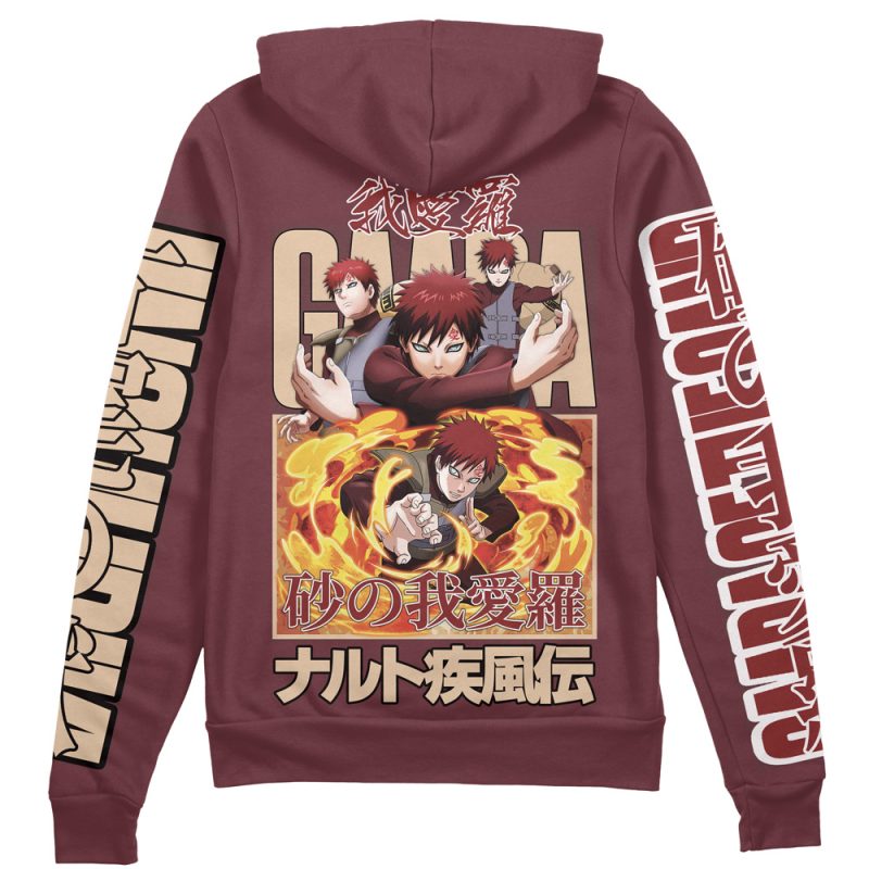 Gaara Shippuden Streetwear Zip Hoodie Jacket