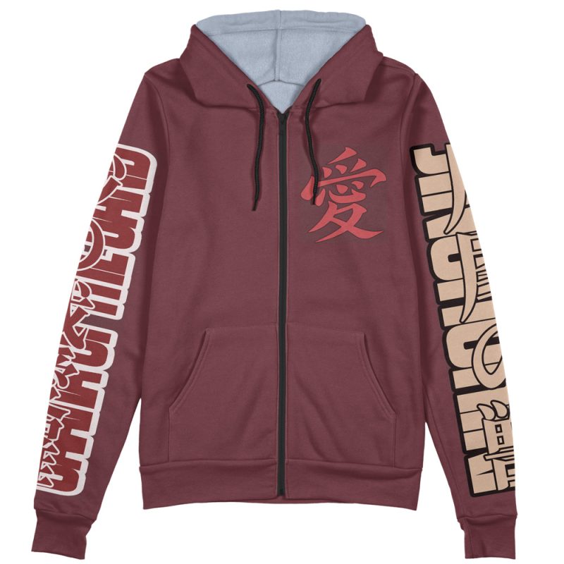 Gaara Shippuden Streetwear Zip Hoodie Jacket - Image 2