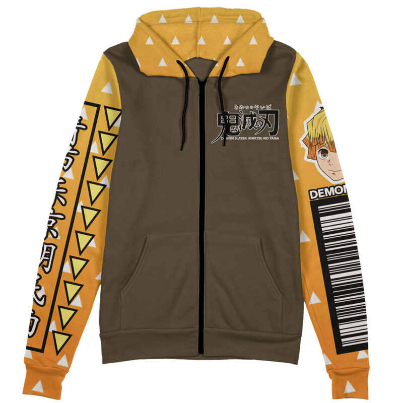 Agatsuma Zenitsu Demon Slayer Streetwear Zip Hoodie Jacket - Image 2