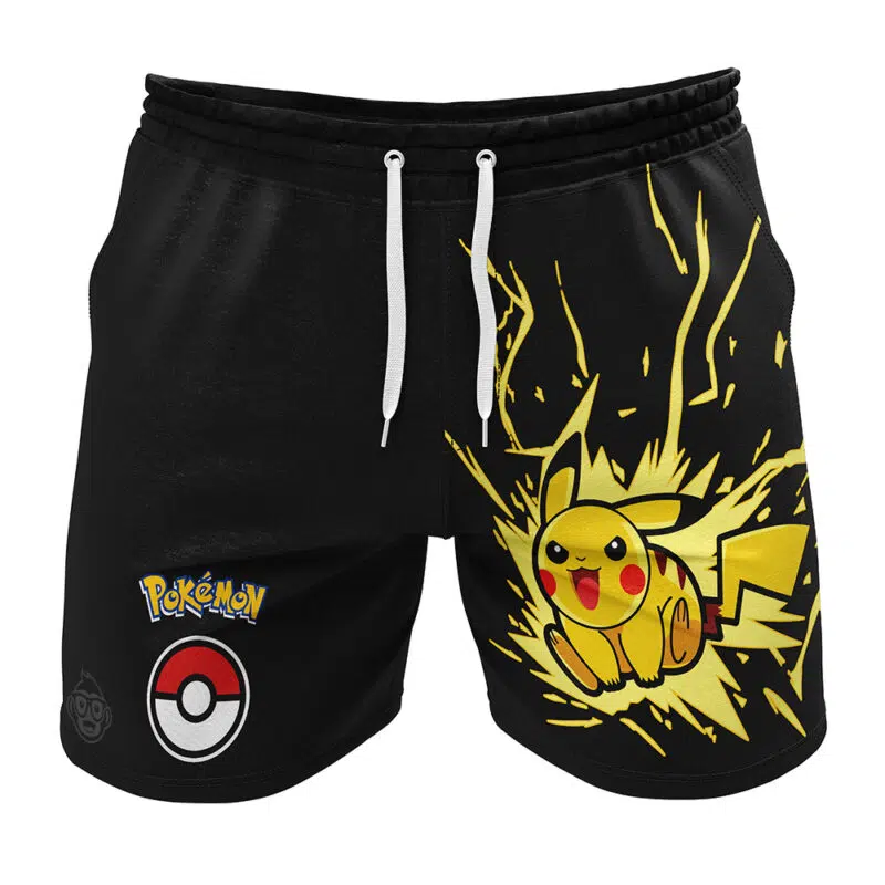 Pikachu Attack Black Pokemon Gym Shorts