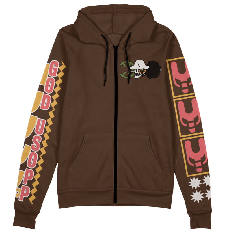 Usopp One Piece Streetwear Zip Hoodie Jacket - Image 2