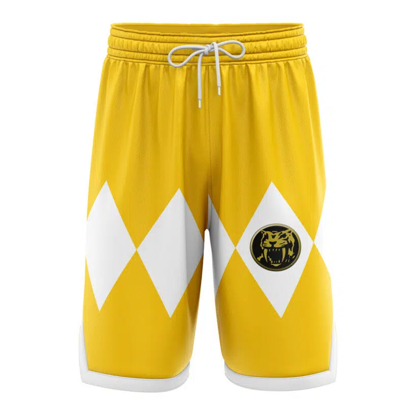 Yellow Ranger Mighty Morphin Power Rangers Basketball Shorts - Anime Ape