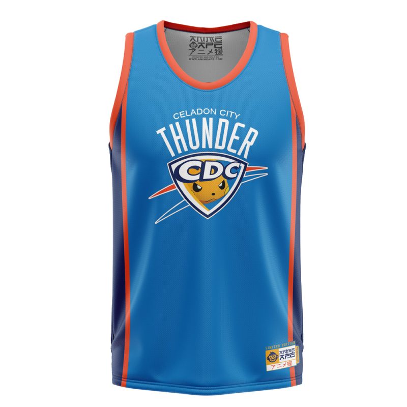 Celadon City Thunder Raichu Pokemon Basketball Jersey