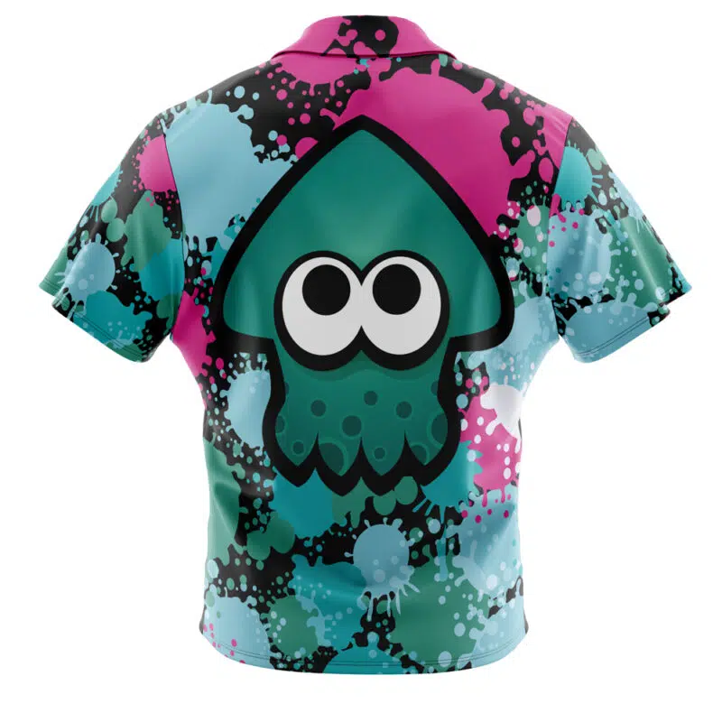 Green Squid Aloha Splatoon Button Up Hawaiian Shirt - Image 2