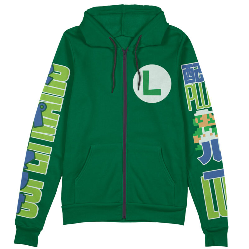 Luigi Mario Bros Streetwear Zip Hoodie Jacket - Image 2