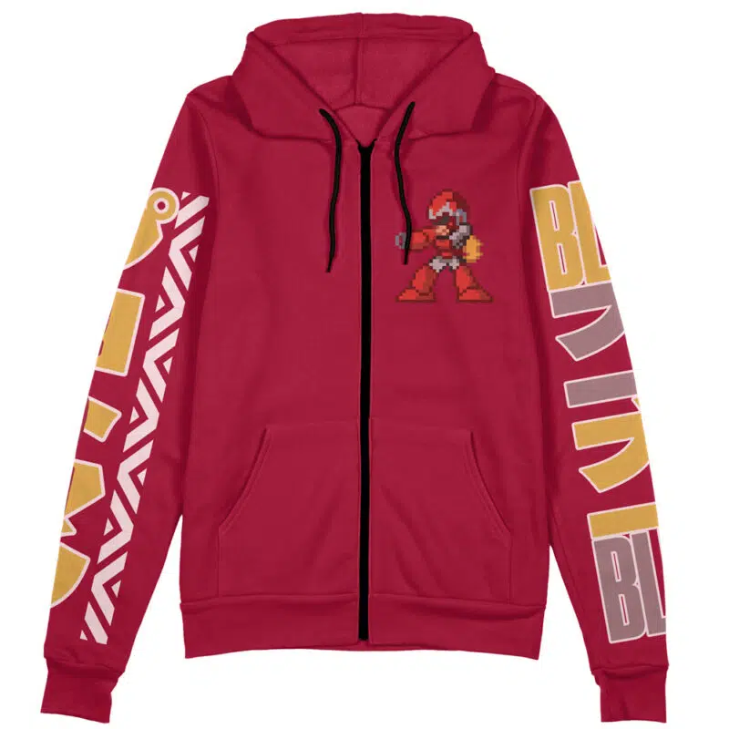 Proto Man Mega Man Streetwear Zip Hoodie Jacket - Image 2