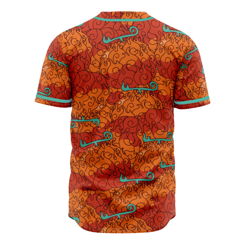 Mera Mera No Mi Devil Fruit One Piece Baseball Jersey - Image 2