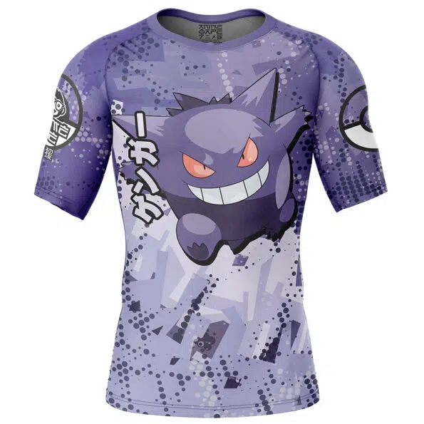 Gengar V2 Pokemon Short Sleeve Rash Guard Compression Shirt