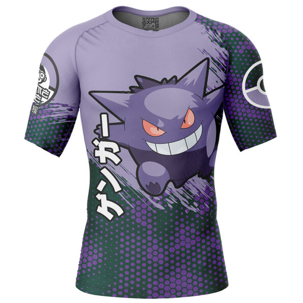 Gengar V3 Pokemon Short Sleeve Rash Guard Compression Shirt