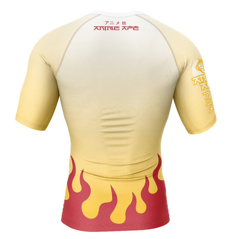Kyojuro Rengoku Demon Slayer Short Sleeve Rash Guard Compression Shirt - Image 2