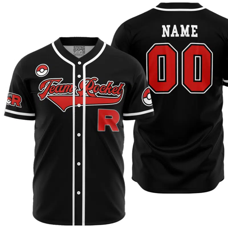 Personalized Team Rocket Grunt Black Pokemon Baseball Jersey