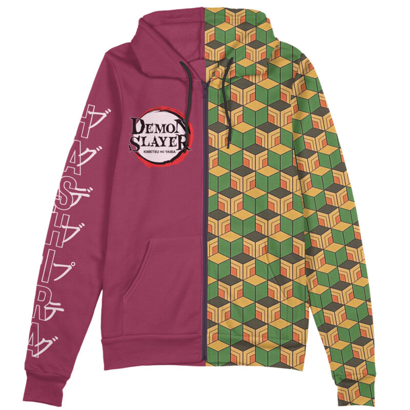 Giyu Tomioka Haori Demon Slayer Streetwear Zip Hoodie Jacket - Image 2