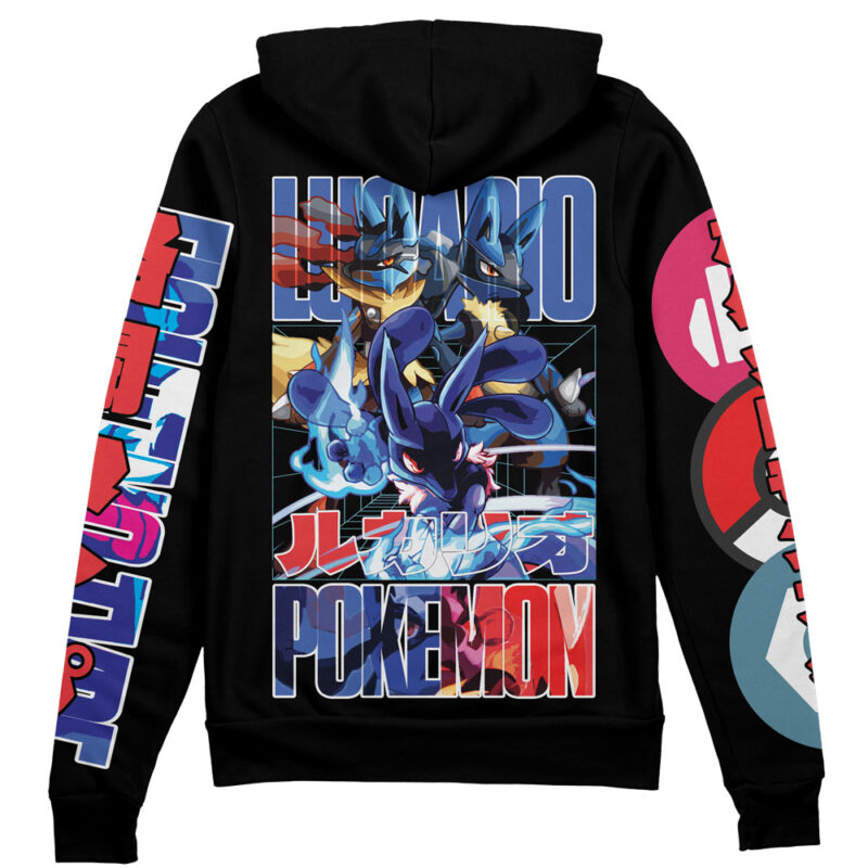 Lucario Pokemon Streetwear Zip Hoodie Jacket - Anime Ape