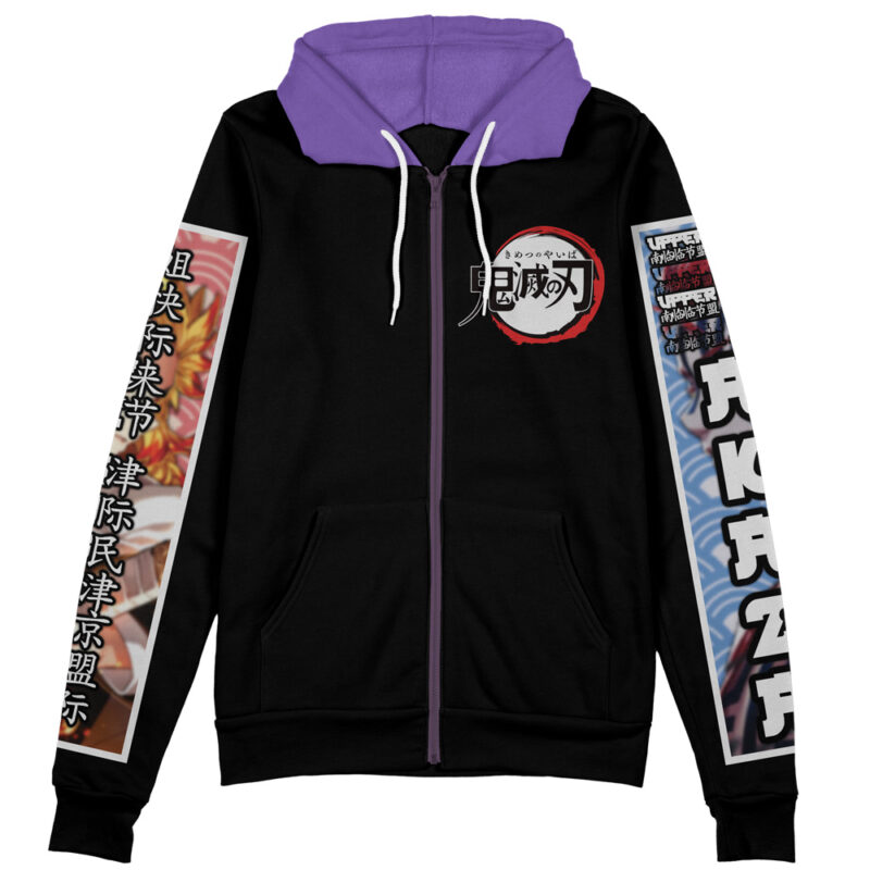 Rengoku vs Akaza Demon Slayer Streetwear Zip Hoodie Jacket - Image 2