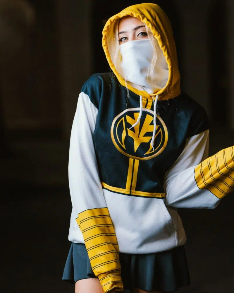 White Ranger Mighty Morphin Power Rangers Masked Hoodie