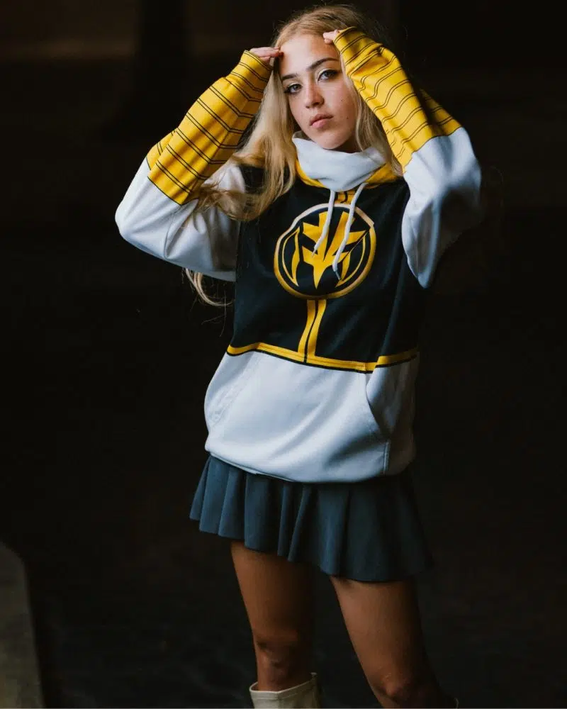 White Ranger Mighty Morphin Power Rangers Masked Hoodie