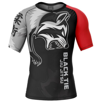 Rabid Raccoon Black Tie Black Belt Short Sleeve Rash Guard