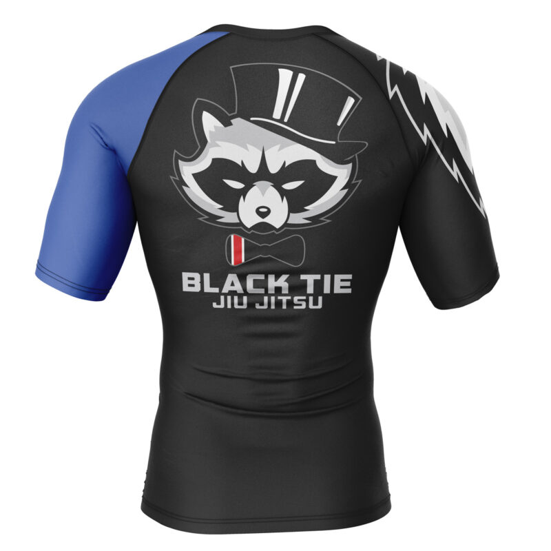 Rabid Raccoon Black Tie Blue Belt Short Sleeve Rash Guard - Image 2