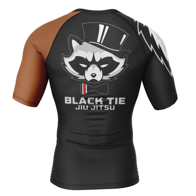 Rabid Raccoon Black Tie Brown Belt Short Sleeve Rash Guard - Image 2
