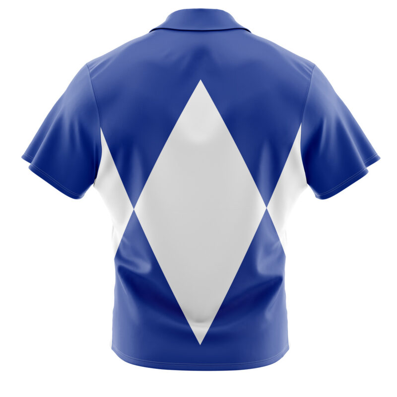 Blue Ranger Mighty Morphin Power Rangers Button Up Hawaiian Shirt - Image 2