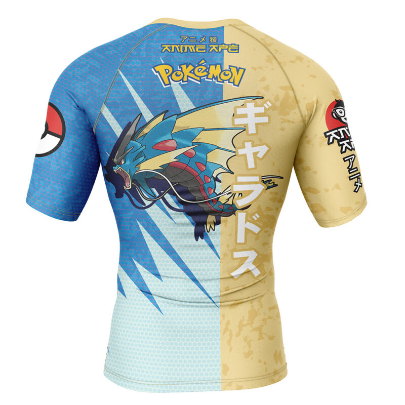 Gyarados Attack Pokemon Short Sleeve Rash Guard Compression Shirt - Image 2