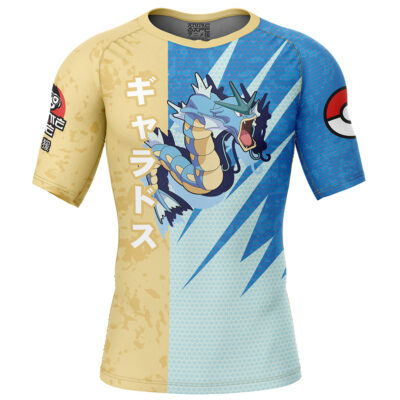 Gyarados Attack Pokemon Short Sleeve Rash Guard Compression Shirt