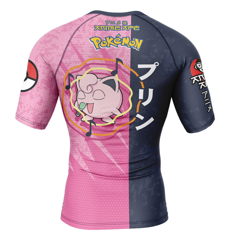 Jigglypuff Attack Pokemon Short Sleeve Rash Guard Compression Shirt - Image 2