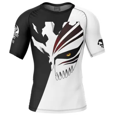 Mask Ichigo Hollow Bleach Short Sleeve Rash Guard Compression Shirt