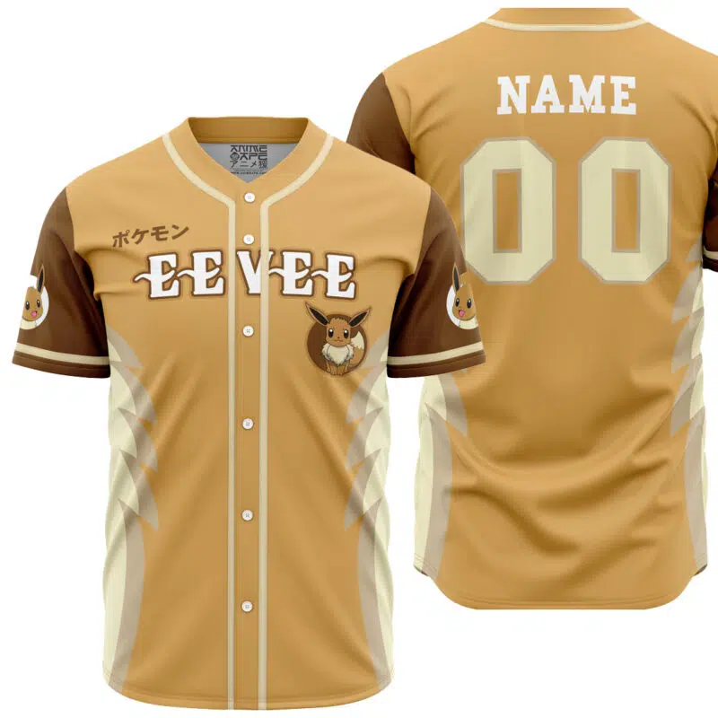 Personalized Eevee Eeveelution Pokemon Baseball Jersey