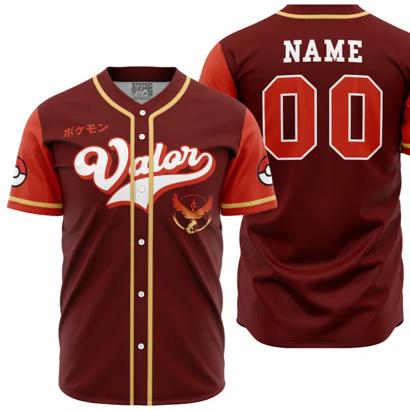 Personalized Team Valor Pokemon Baseball Jersey - Anime Ape