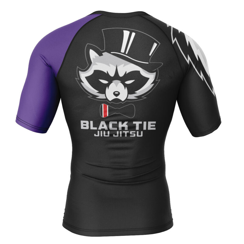 Rabid Raccoon Black Tie Purple Belt Short Sleeve Rash Guard - Image 2