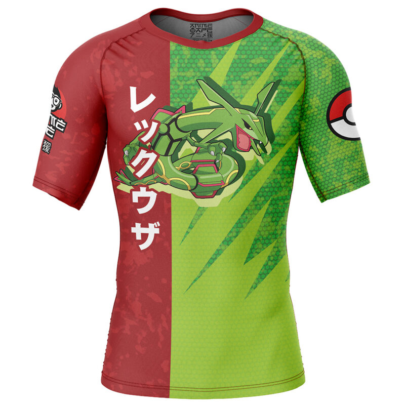 Rayquaza Attack Pokemon Short Sleeve Rash Guard Compression Shirt