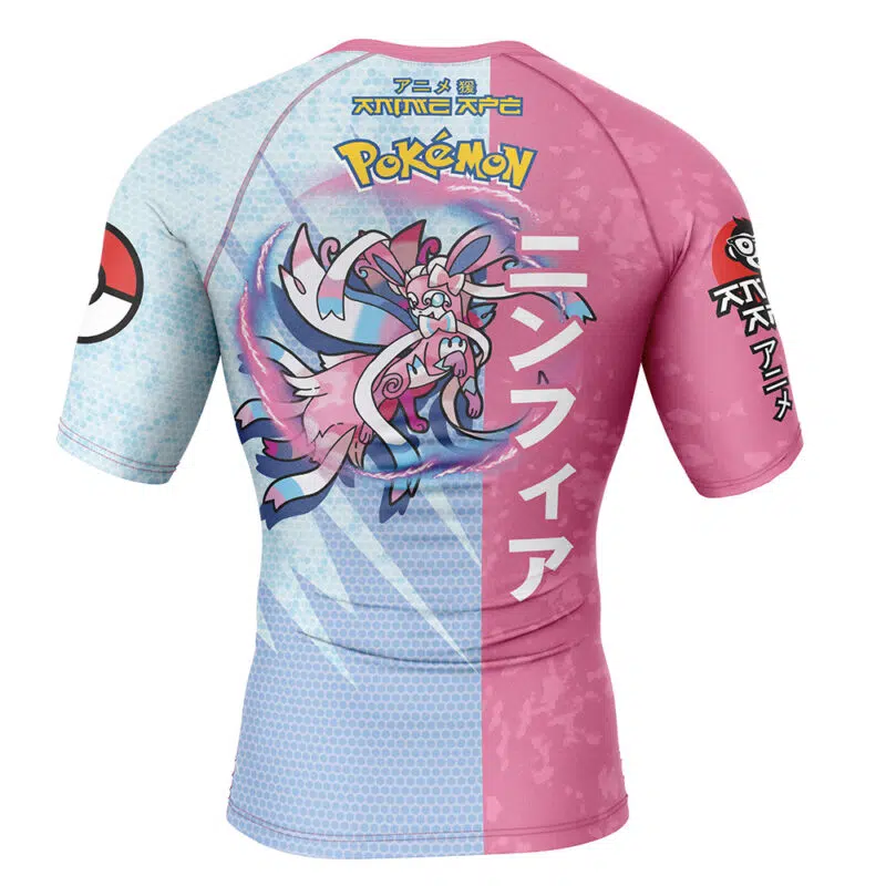 Sylveon Attack Pokemon Short Sleeve Rash Guard Compression Shirt - Image 2