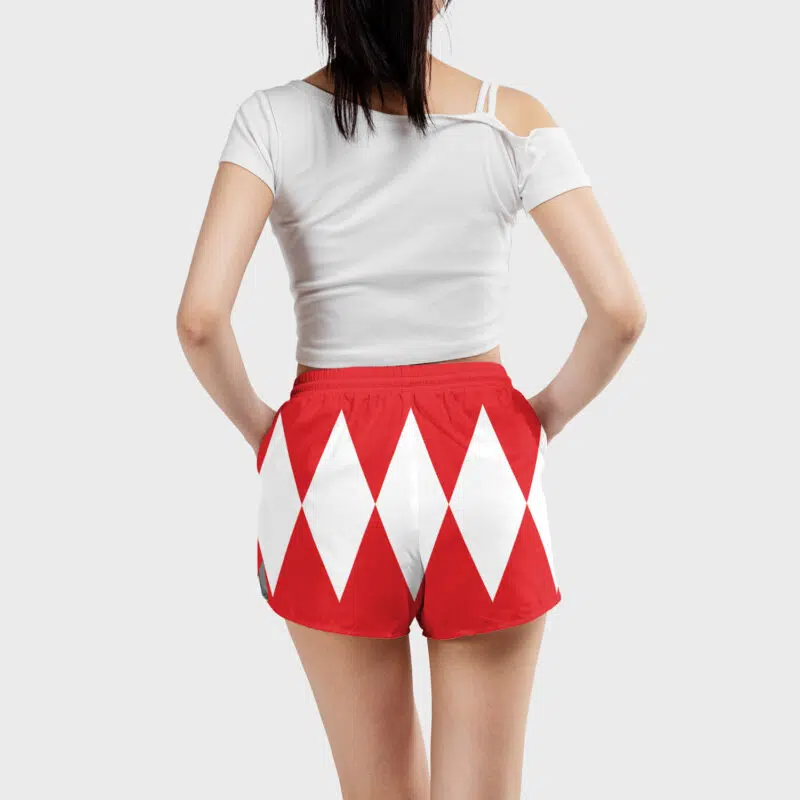 Red Ranger Mighty Morphin Power Rangers Women's Board Shorts - Image 3