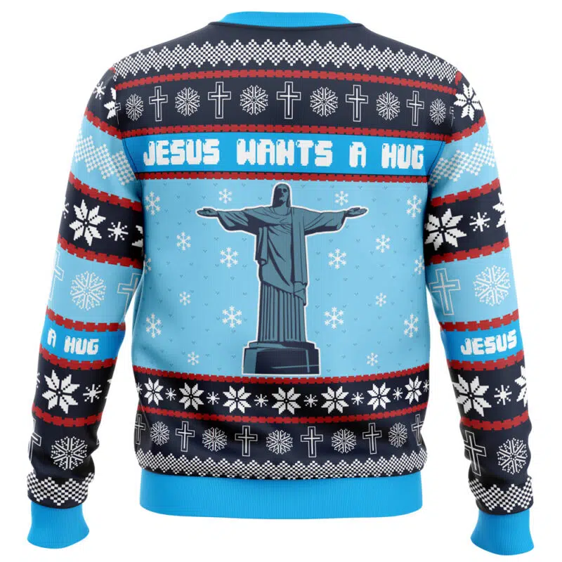 Jesus Wants a Hug Hellsing Ugly Christmas Sweater - Image 2