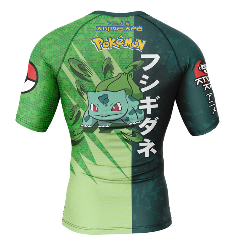 Bulbasaur Attack Pokemon Short Sleeve Rash Guard Compression Shirt - Image 2