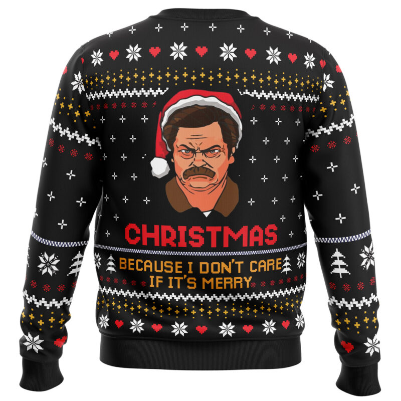 Christmas Because I Don't Care Parks and Recreation Ugly Christmas Sweater - Image 2