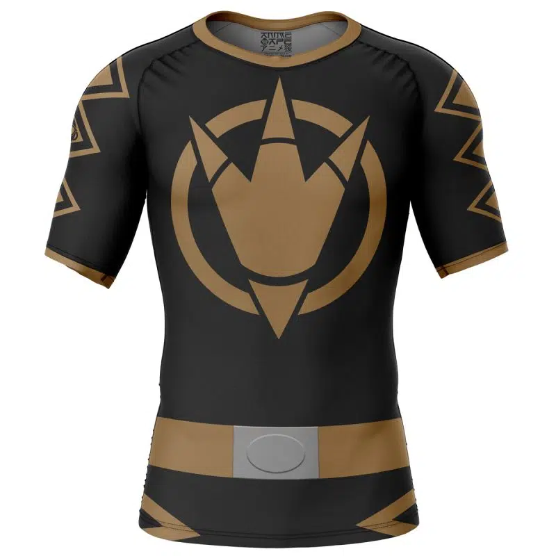 Dino Thunder Black Dino Mighty Morphin Power Rangers Short Sleeve Rash Guard Compression Shirt