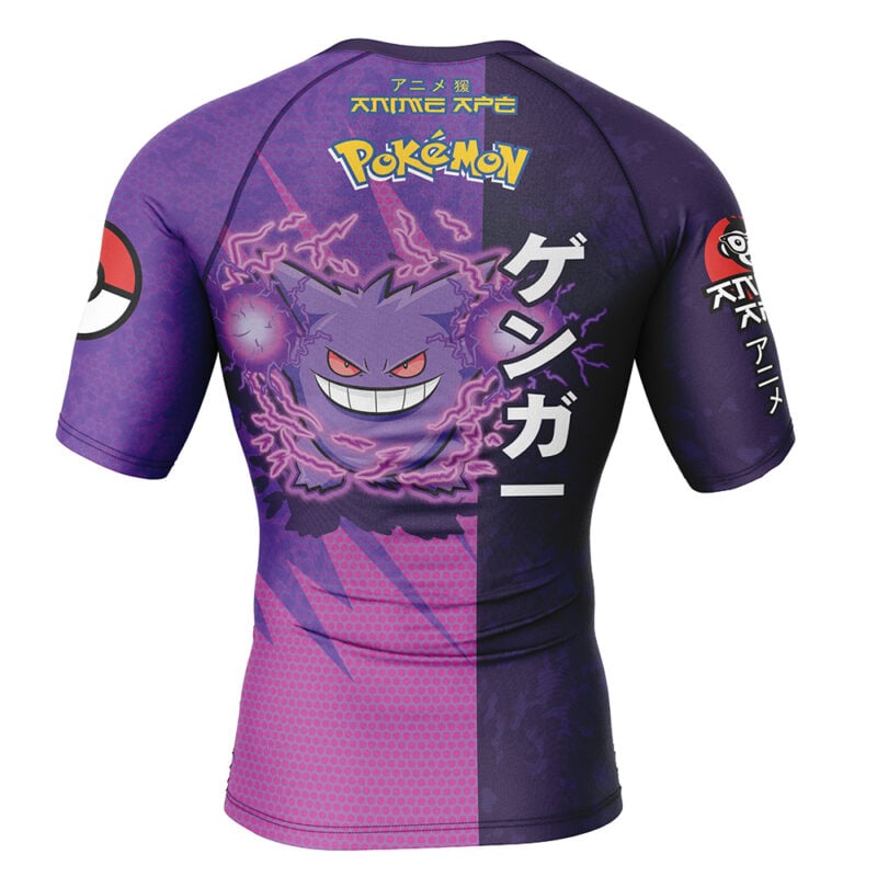 Gengar Attack Pokemon Short Sleeve Rash Guard Compression Shirt - Image 2