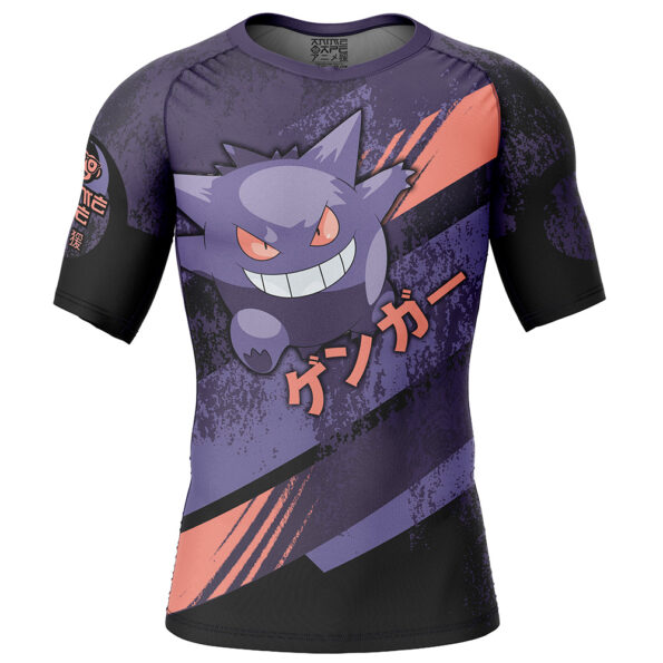 Gengar V1 Pokemon Short Sleeve Rash Guard Compression Shirt