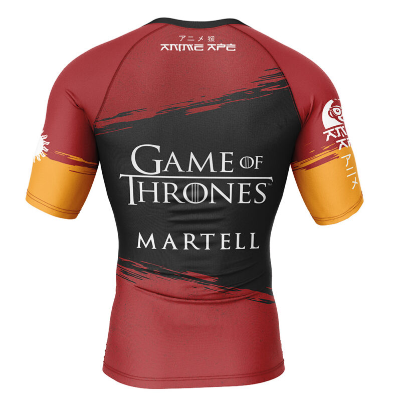 House Martell Game of Thrones Short Sleeve Rash Guard Compression Shirt - Image 2