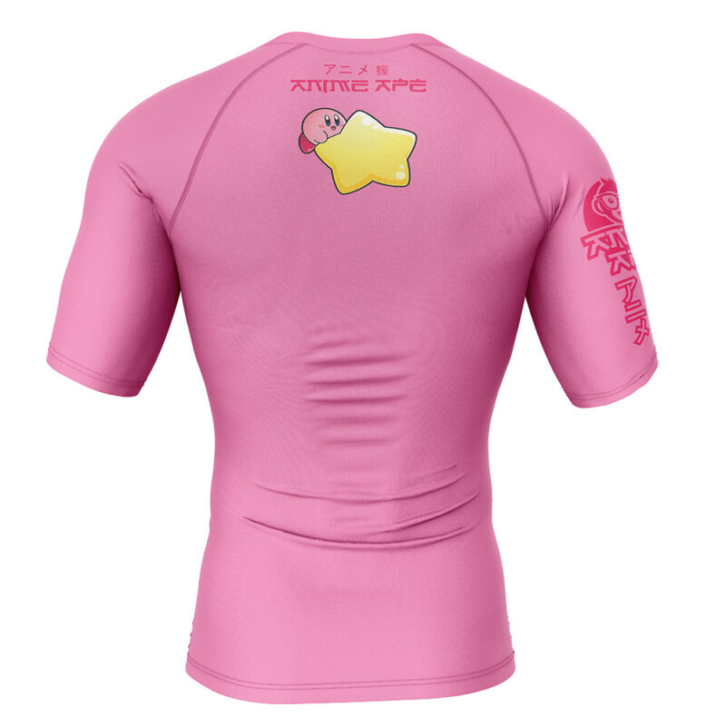 Kirby's Face Kirby's Adventure Short Sleeve Rash Guard Compression Shirt - Image 2
